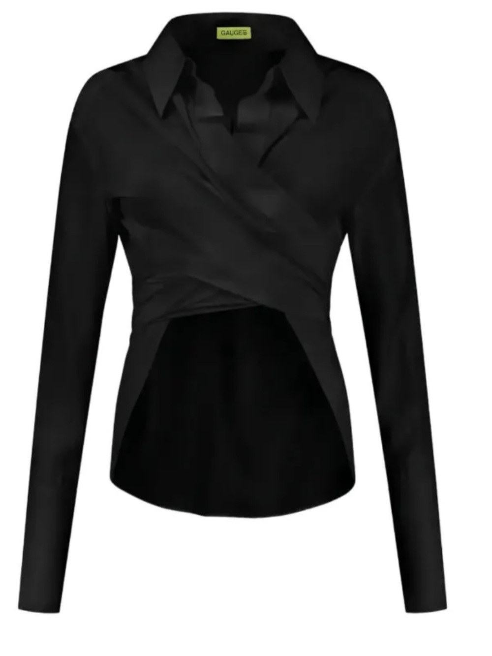GAUGE81 Black Wrap-Front silk blouse